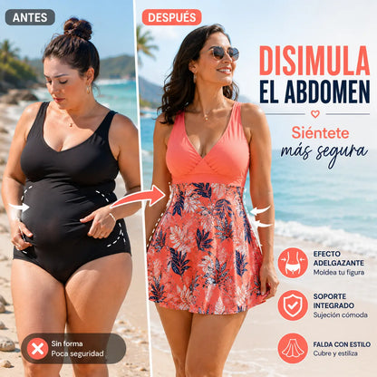 🏖️🌴【S-5XL】Conjunto de traje de baño estampado 2026 para vacaciones en la playa, elegante y que estiliza la figura.