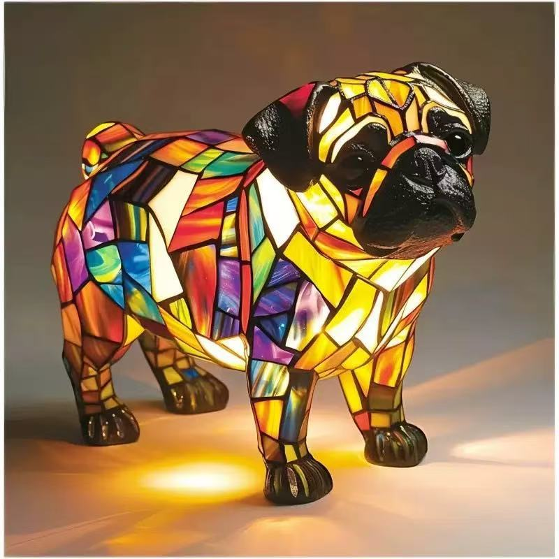 ✨🐱Lampa stołowa w kształcie zwierzęcia, lampka nocna w stylu retro, kreatywna lampka nocna LED wykonana z kolorowej żywicy.