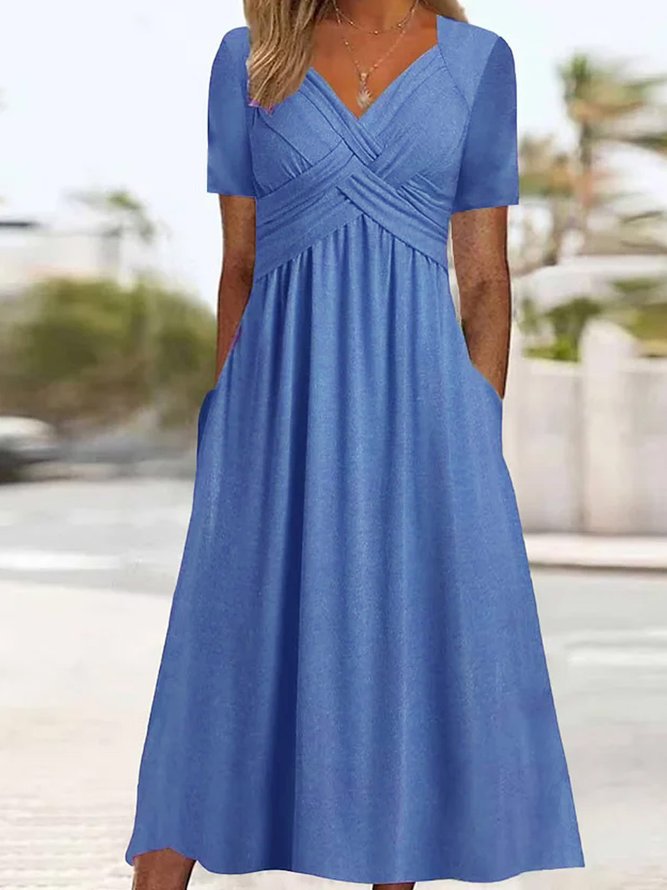 🔥 👗【ΕΚΠΤΩΣΗ ΠΡΟΣΦΟΡΑΣ】🤩✨【S-3XL】 Μεσαίο φόρεμα σε casual μόδα σε καθαρό χρώμα – Άνετο, στιλάτο και απαραίτητο για κάθε ντουλάπα