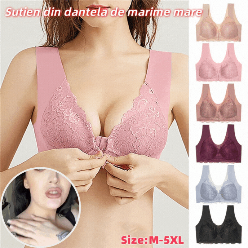 ✨【3 komada】 grudnjak velike veličine s kopčom sprijeda bez čeličnih prstenova, prekrasno donje rublje straga