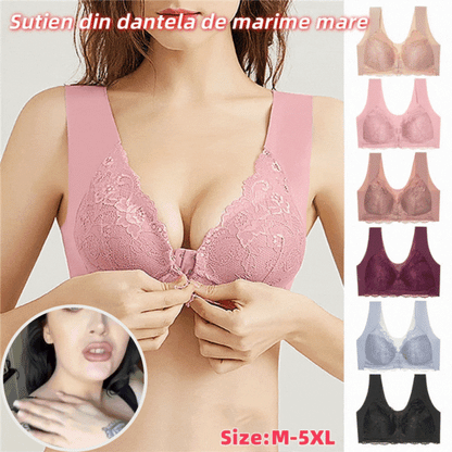 ✨【3 komada】 grudnjak velike veličine s kopčom sprijeda bez čeličnih prstenova, prekrasno donje rublje straga