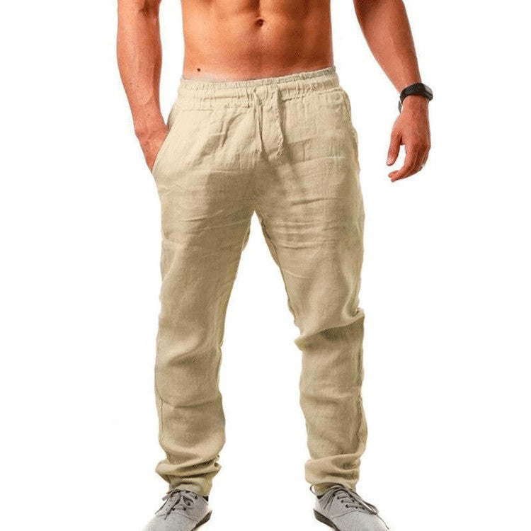😍👖【S-4XL】💥2025 nove ljetne muške ležerne sportske hlače velike veličine, široka verzija prozračnog materijala od pamuka i lana