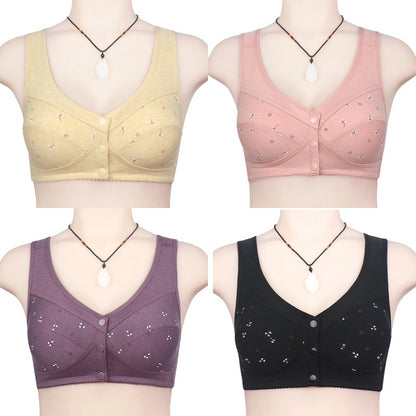 ✨【4 bucăți】💞[40-105kg] Sutien confortabil de damă din bumbac cu închizătoare frontală🎉