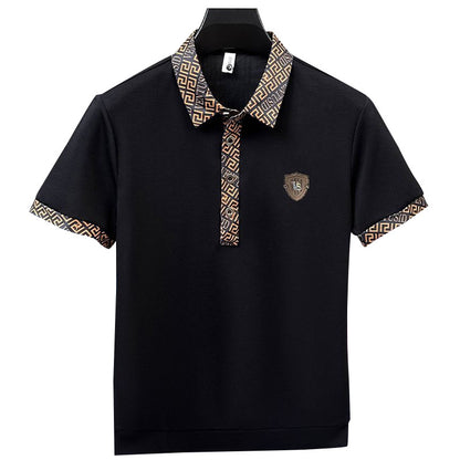【🔥Vruća akcija】👕‍♂️ Muška elegantna polo majica s reverom - klasična crna s prekrasnim vezom