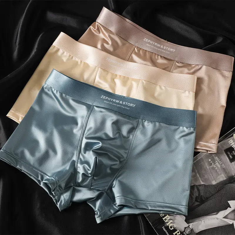🔥【Pack de 6】Nuevos bóxers de seda fría para hombre – Bóxers de satén transpirables para verano