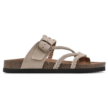 Sahara sandale - Pletene kožne sandale s plutenim potplatom