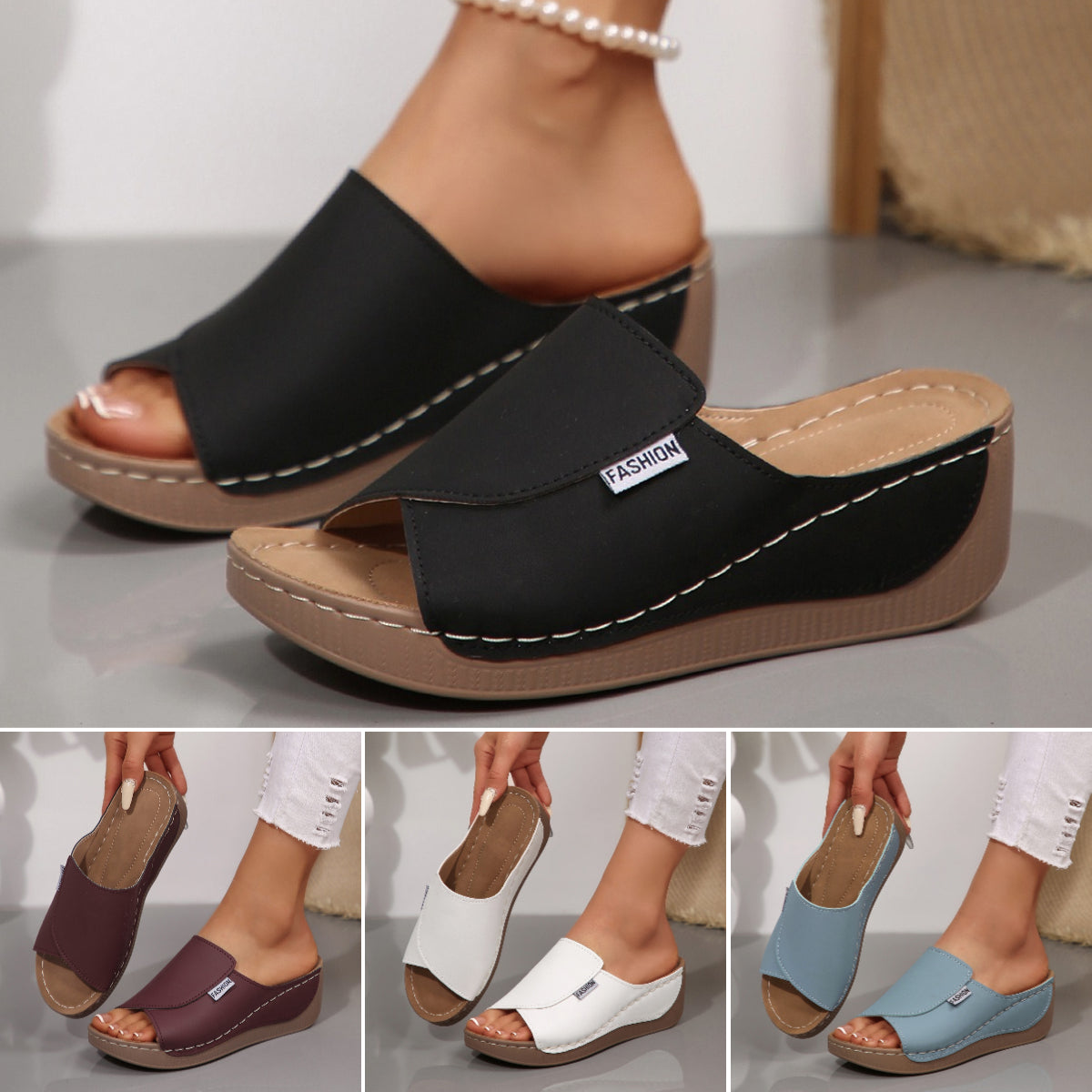 🔥👡【36-43】 Μοδάτα γυναικεία δερμάτινα σανδάλια 2025, μαλακή και χοντρή σόλα