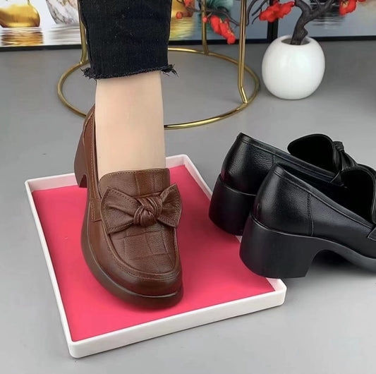 👞【35-40】2025 nou stil arc arc talpă moale talpă joasă pantofi de piele pentru femei tocuri mici