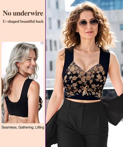 💌🌈【3 sztuki】【M-4XL】Biustonosz koronkowy w dużym rozmiarze bez stalowych kółek, luksusowy, piękny, seksowny biustonosz z tyłu