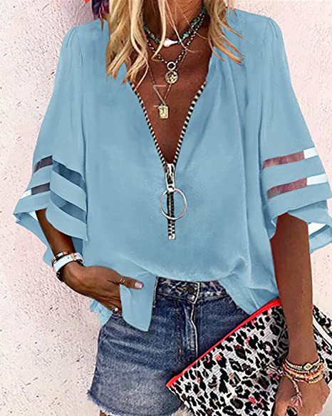 【S-2XL】Tops de gasa casuales para mujer