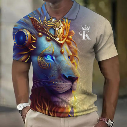 【S-6XL】Pánske polo tričko s 3D potlačou leva