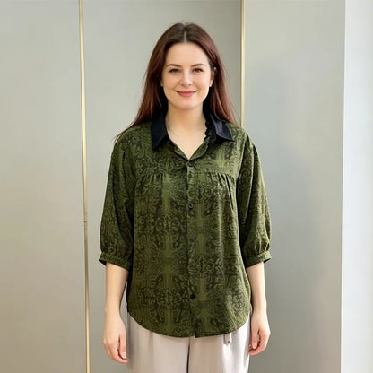 ✨ Ljetna ležerna žakard košulja – Trenutačan učinak mršavljenja, profinjen stil i maksimalna udobnost za dame! 🌸🕊️