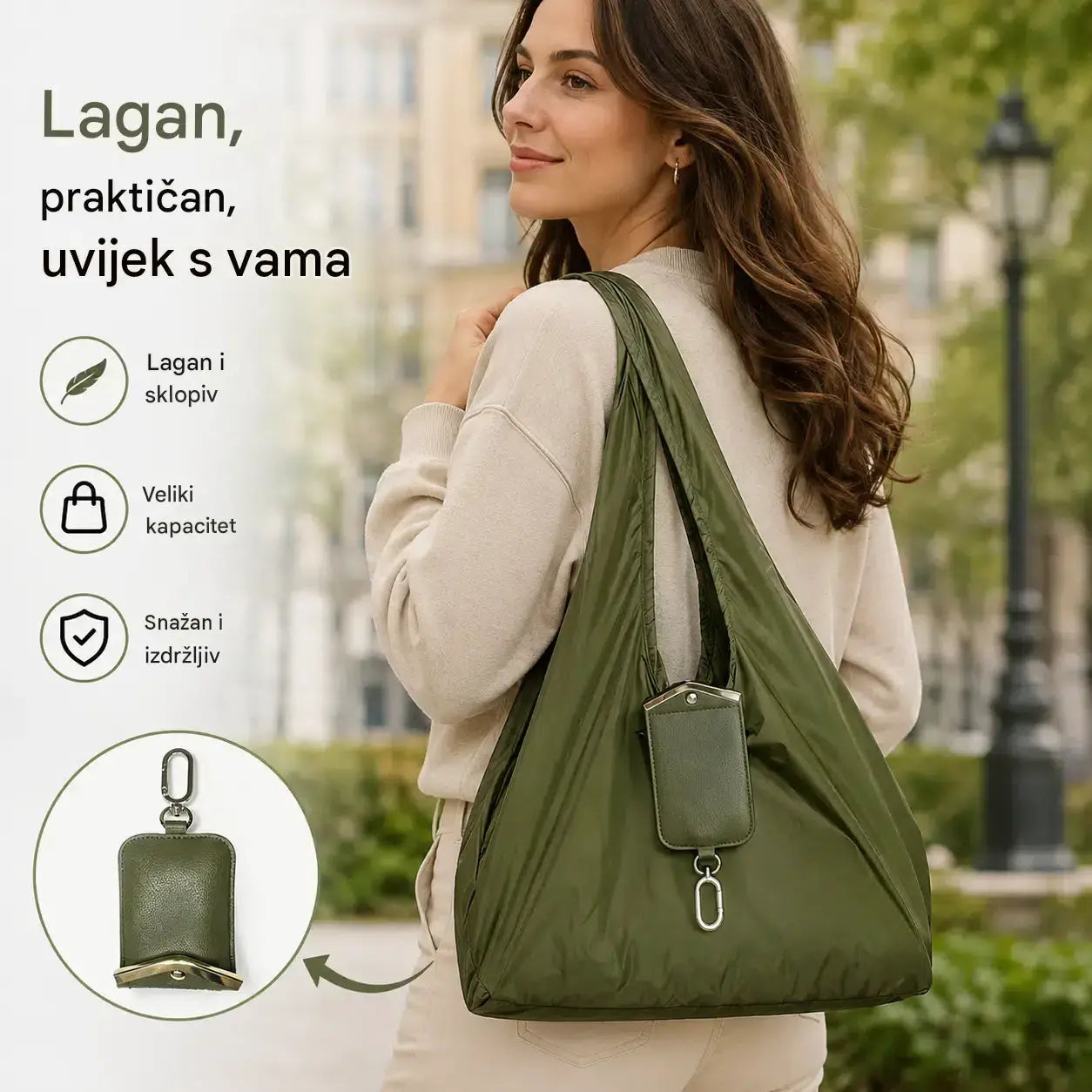 🔥Posljednji dan posebne ponude, iskoristite 49% popusta! 👜✨Sklopiva torba za kupovinu s privjeskom za ključeve, ekološki prihvatljiva i višekratna platnena torba.