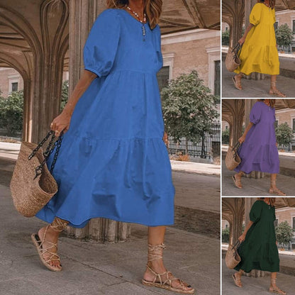 【S-5XL】Ženska obleka v boemskem slogu, retro obleka z okroglim izrezom, na voljo v več barvah