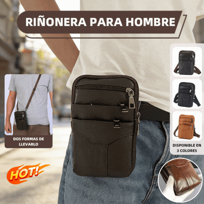 Muška torba za struk, torba za preko ramena, torba od prave kože, višeslojna i prenosiva, dvostruki patentni zatvarač, može se opremiti kožnim remenom i držačem za mobitel