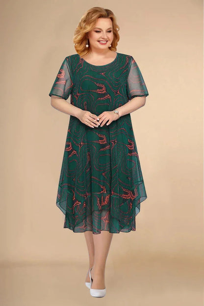 🌺🟢【L-5XL】💛2025 noua rochie florala din sifon de vara