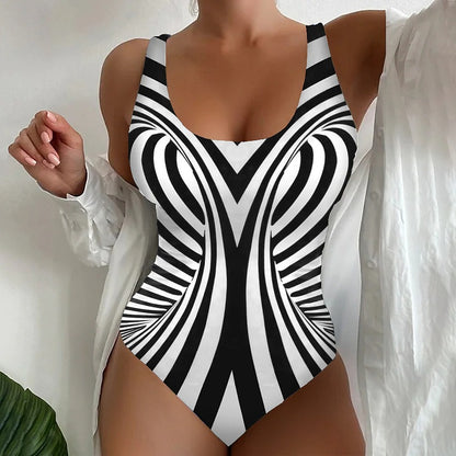 【Vruća rasprodaja 🌟】【😍S~6XL】Seksi prugasti jednodijelni kupaći kostim