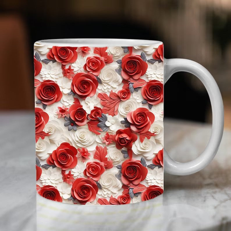 💐Keramička šalica za kavu "Proljetna ruža"
