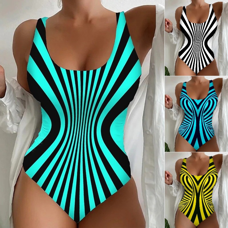 【Plaćanje pouzećem🌟】【😍S~6XL】Seksi prugasti jednodijelni kupaći kostim