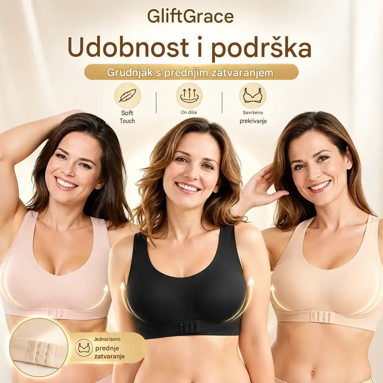 🎉ZADNJI DAN RASPRODAJE - 60% POPUSTA⚡Grudnjak s jednostavnim zatvaranjem sprijeda, korekcijom držanja i grudnjakom bez žica za potpunu potporu i udobnost