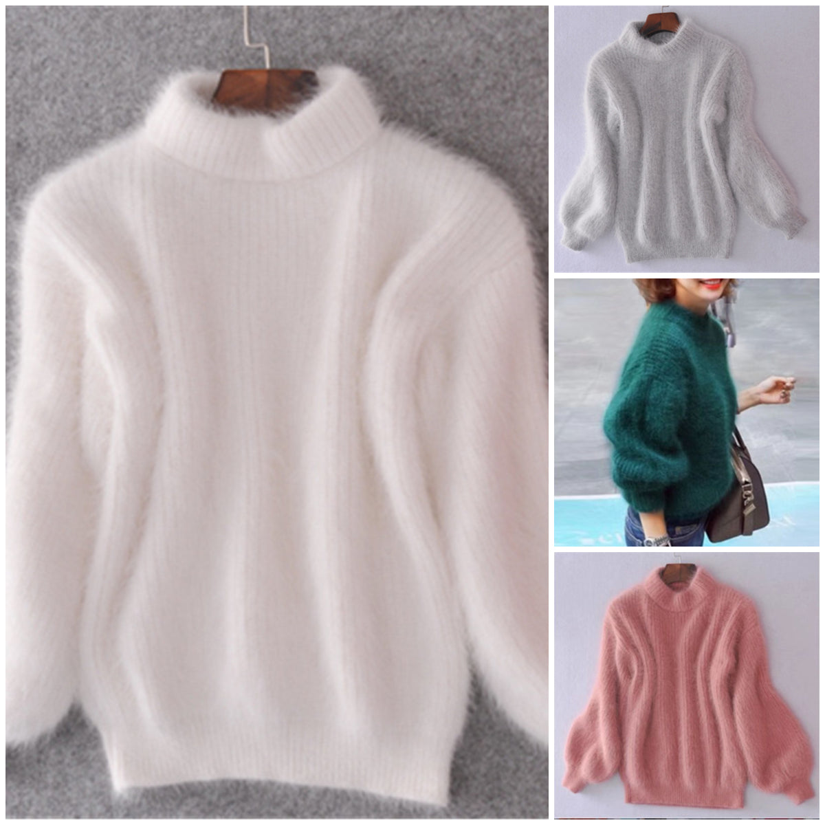 🔥Nowy kaszmirowy sweter w jednolitym kolorze na zimę