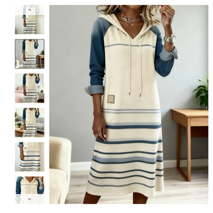 🔥💖Nova 2025. godina dugačka traper haljina s kapuljačom u kontrastnim bojama