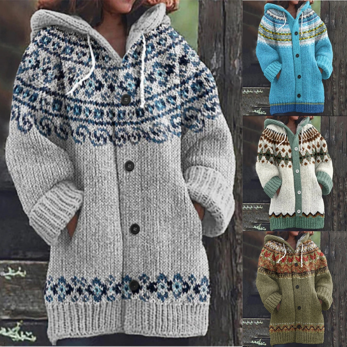 🔥【S~5XL】✨2025 Jesień/Zima Nowa Elegancka Kolorowa Kurtka z Kapturem Retro