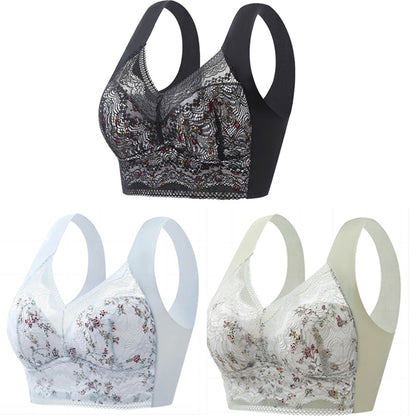 🔥【🔥Kup 1, a 3 dostaniesz gratis】【3/6 sztuk】💕🎁Bezszwowy biustonosz z lodowego jedwabiu w dużym rozmiarze, oddychający i regulowany [40 kg-100 kg]