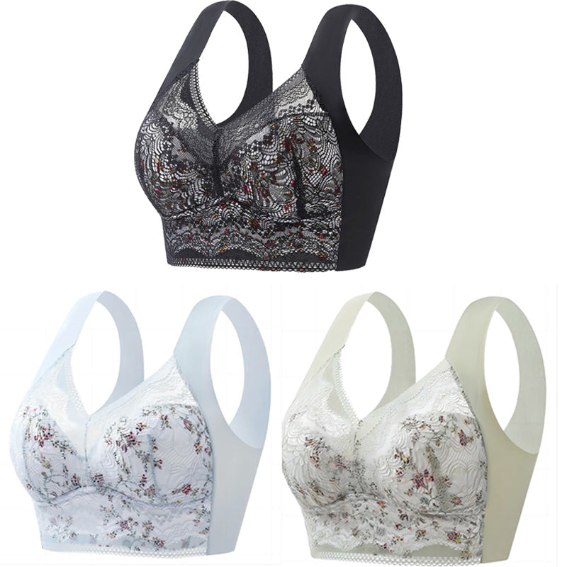 🔥【🔥Kup 1, a 2 dostaniesz gratis】💕🎁Bezszwowy biustonosz z lodowego jedwabiu w dużym rozmiarze, oddychający i regulowany [40 kg-100 kg]