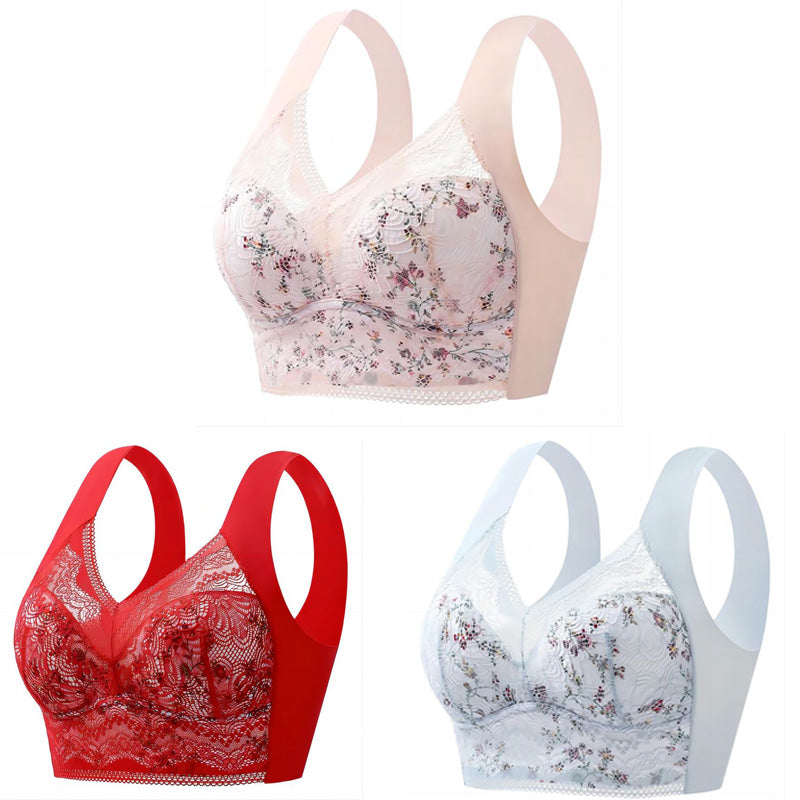 🔥【🔥Kup 1, a 2 dostaniesz gratis】💕🎁Bezszwowy biustonosz z lodowego jedwabiu w dużym rozmiarze, oddychający i regulowany [40 kg-100 kg]