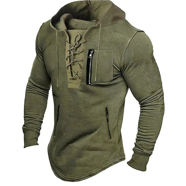 🔥[45–90 kg] Sudadera con capucha y bolsillos con cremallera para hombre – para otoño e invierno