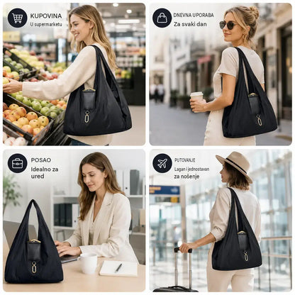 🔥Posljednji dan posebne ponude, iskoristite 49% popusta! 👜✨Sklopiva torba za kupovinu s privjeskom za ključeve, ekološki prihvatljiva i višekratna platnena torba.
