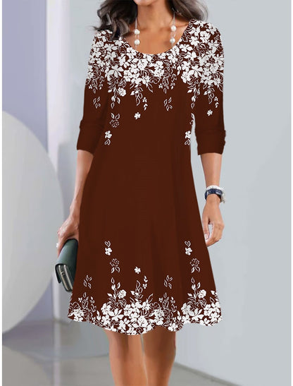 2026【XS-5XL】Nowa sukienka midi z okrągłym dekoltem i długim rękawem