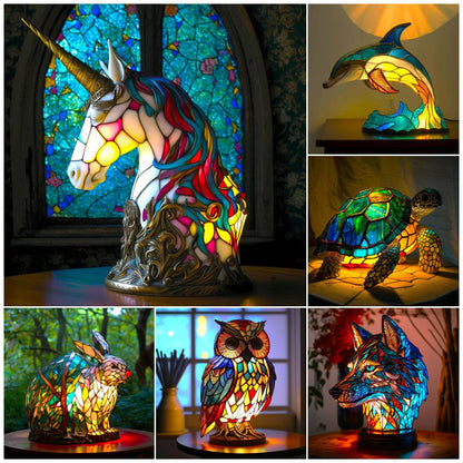 💥Stolna lampa u retro stilu sa šarenom smolom i životinjskim motivom, element uređenja interijera
