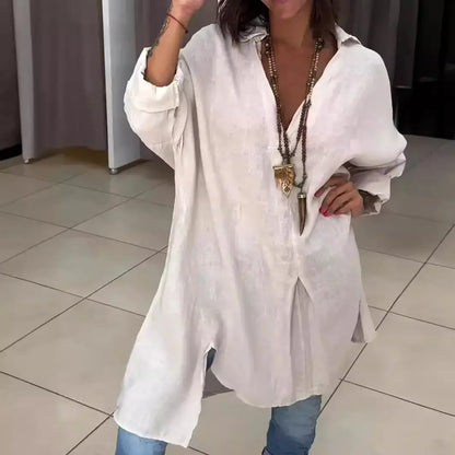 🔥【S-3XL】【40-100KG】👚Proljetno/ljetna ležerna haljina od pamuka i lana s prorezom