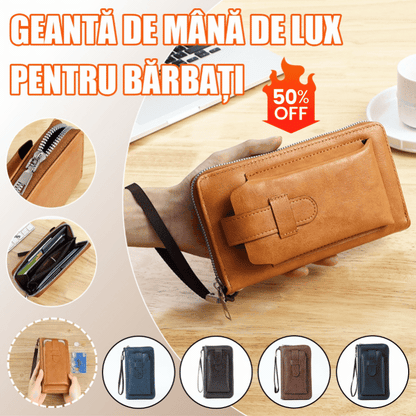 💼 Portofel multifuncțional pentru bărbați, realizat manual din piele naturală, în stil nou