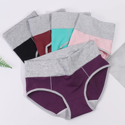 [5 kosov] Antibakterijsko spodnje perilo iz čistega bombaža z visokim pasom, ki odvaja vlago