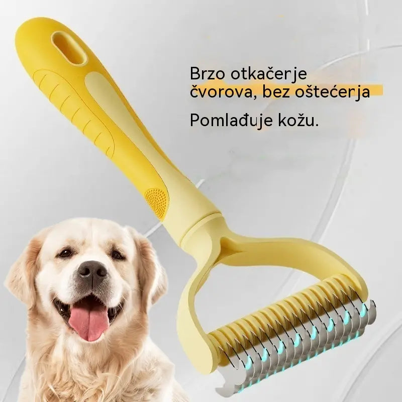 🐶【Kupite 1, dobijte 1 gratis】-2 komada--🧹 Dvostrana četka za kućne ljubimce koja se sama čisti: Uklanja mrtvu dlaku i smanjuje gubitak dlake kod pasa i mačaka.