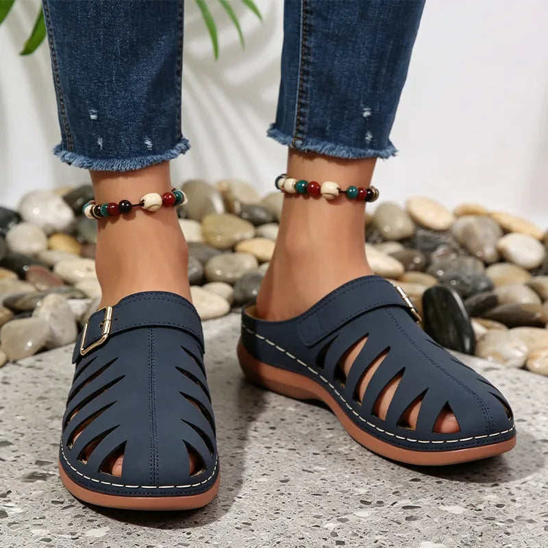 👡 Ljetne klompe od prave kravlje kože – izrezan dizajn s čičkom, anatomski potplat protiv umora, 5 boja, veličine 36-43! ☀️✨
