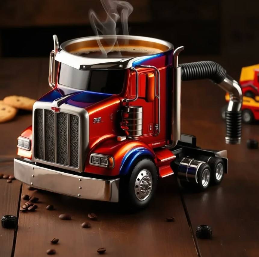 🚛Ručno izrađena šalica za kavu modela kamiona s poluprikolicom