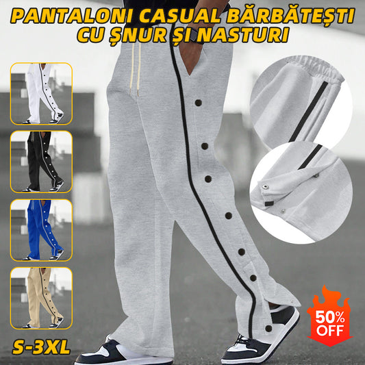 👖🔥Pantaloni sport casual pentru bărbați, cu nasturi, toamna 2025, noi, pantaloni drepți cu șnur