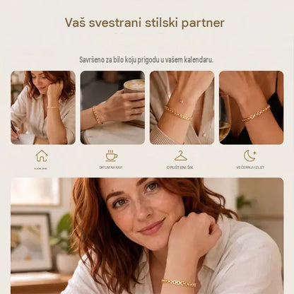 📢📢Vremenski ograničen popust 50%! ⏰ Elegantna kubanska narukvica, ženski stil: prekrasan privjesak, klasičan dizajn, udobna za nošenje💝