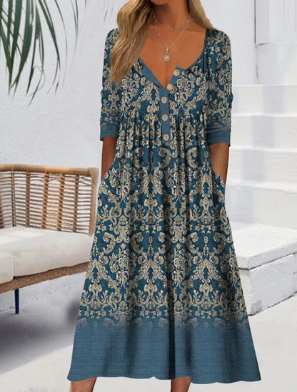💃✨【S-3XL】Rochie Nouă de Damă 2025 cu Imprimeu la Modă și Buzunare 🔥 Stil Casual & Lejer 👗 Must-Have Vara