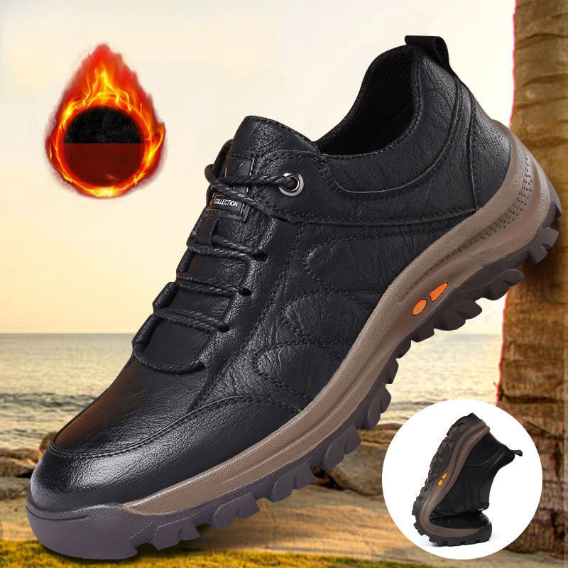 nuevos zapatos de cuero auténtico para hombre con estilo invernal; excepcionalmente cómodos.