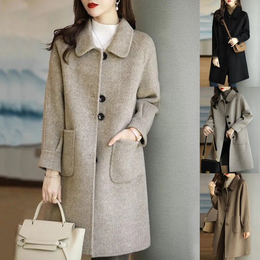 🔥🔥【45-105kg】2025 novi uski kaput od deblje vune srednje dužine za jesen i zimu