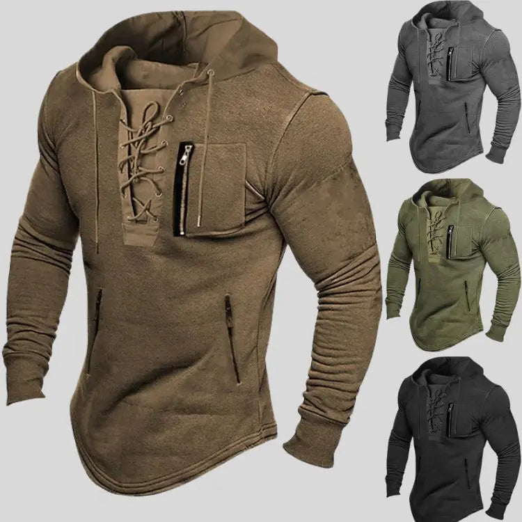 🔥[45–90 kg] Sudadera con capucha y bolsillos con cremallera para hombre – para otoño e invierno