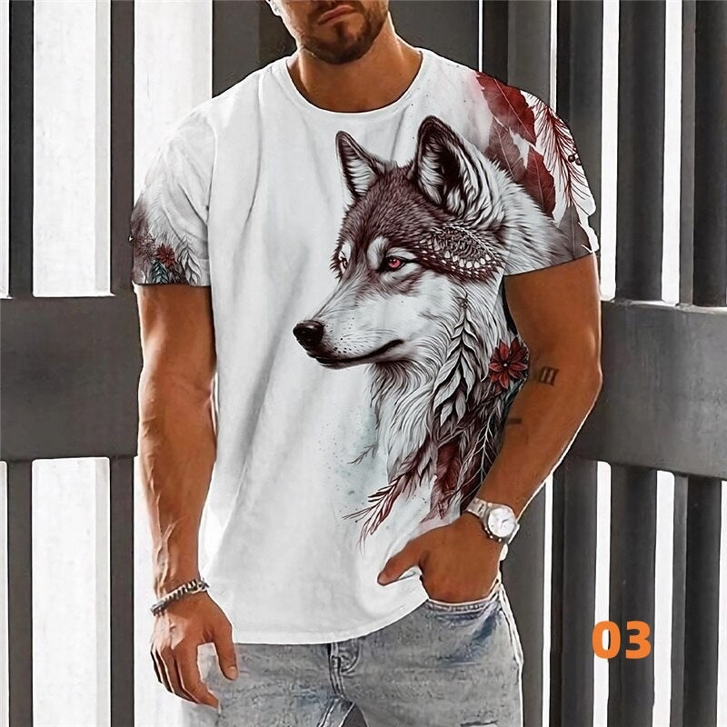 🌟👕【2XS-6XL】🏆Ljetni novi proizvod-muška majica s printom vukova-pamuk prijatan koži, mekan i prozračan