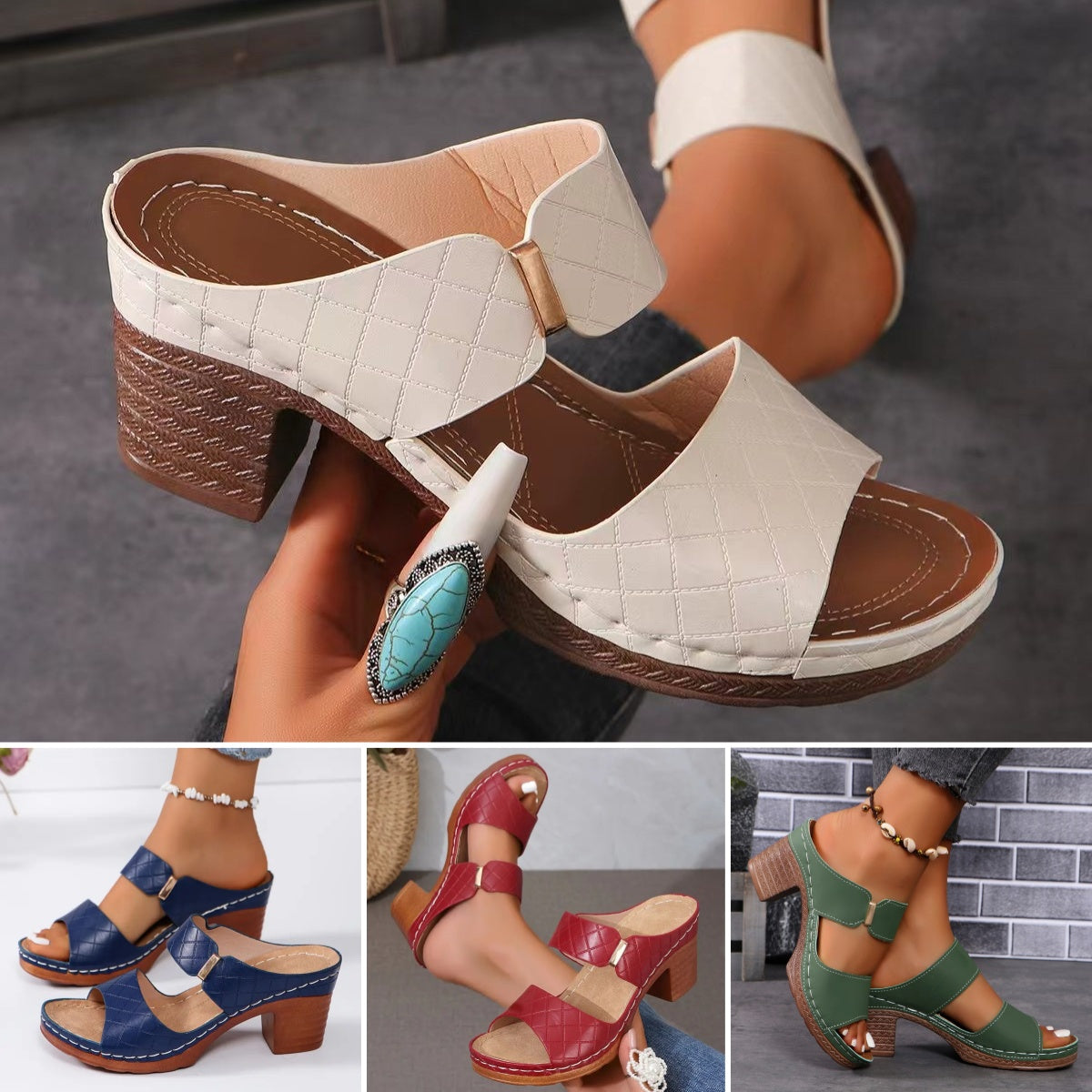 ✨【36-42】👡Sandale casual cu talpa groasa la moda cu talpa groasa de dama de culoare solida
