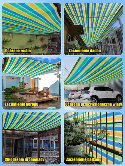 ⛅Plasă de umbră îngroșată cu dungi curcubeu