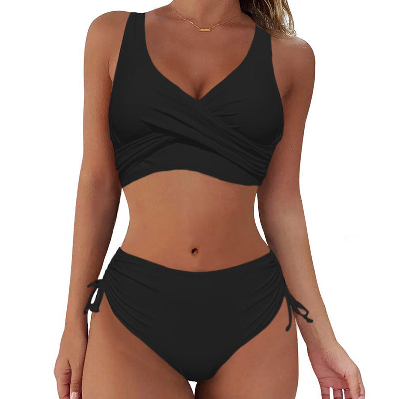 💖👙【Popust na novi proizvod】🌴【S-3XL】Novi ženski jednostavni jednobojni, brzosušeći, udobni, prozračni bikini kupaći kostim za ljeto